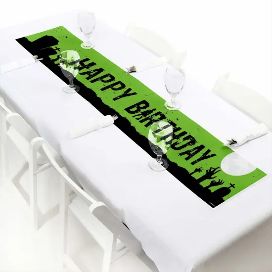 Big Dot of Happiness Zombie Zone - Birthday Zombie Crawl Happy Birthday Decorations Party Banner {7}