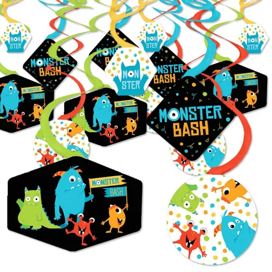 Big Dot of Happiness Monster Bash - Little Monster Birthday Party or Baby Shower Hanging Decor - Party Decoration Swirls - Set of 40 {1}