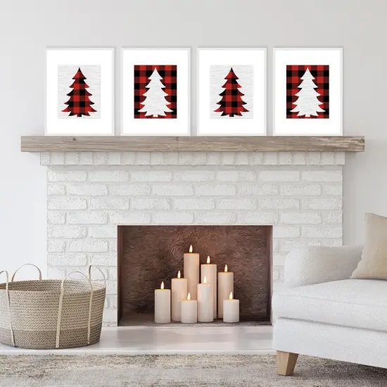 Big Dot of Happiness Holiday Plaid Trees - Unframed Buffalo Plaid Christmas Linen Paper Wall Art - Set of 4 - Artisms - 8 x 10 inches {3}