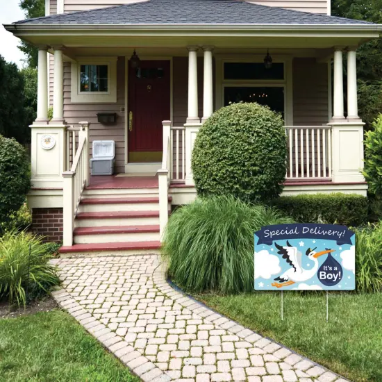 Big Dot of Happiness Boy Special Delivery - It's A Boy Stork Baby Shower Yard Sign Lawn Decorations - Party Yardy Sign {4}