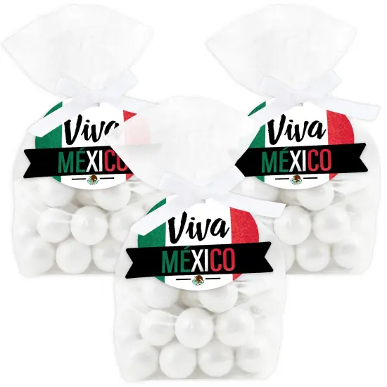 Big Dot of Happiness Viva Mexico - Mexican Independence Day Party Clear Goodie Favor Bags - Treat Bags With Tags - Set of 12 {1}