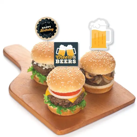 Big Dot of Happiness Cheers and Beers Happy Birthday - Dessert Cupcake Toppers - Birthday Party Clear Treat Picks - Set of 24 {4}