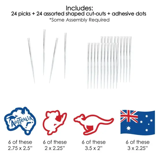 Big Dot of Happiness Australia Day - Dessert Cupcake Toppers - G'Day Mate Aussie Party Clear Treat Picks - Set of 24 {7}