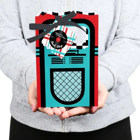 Big Dot of Happiness 50's Sock Hop - 1950s Rock N Roll Party Favor Boxes - Set of 12 {6}