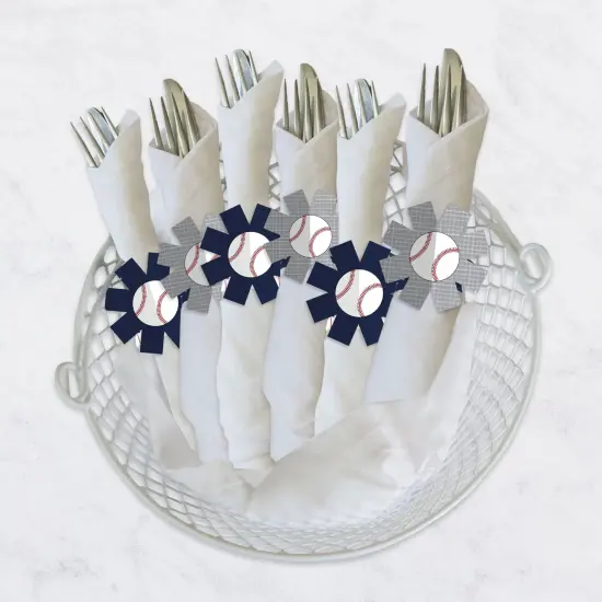 Big Dot of Happiness Batter Up - Baseball - Baby Shower or Birthday Party Paper Napkin Holder - Napkin Rings - Set of 24 {4}