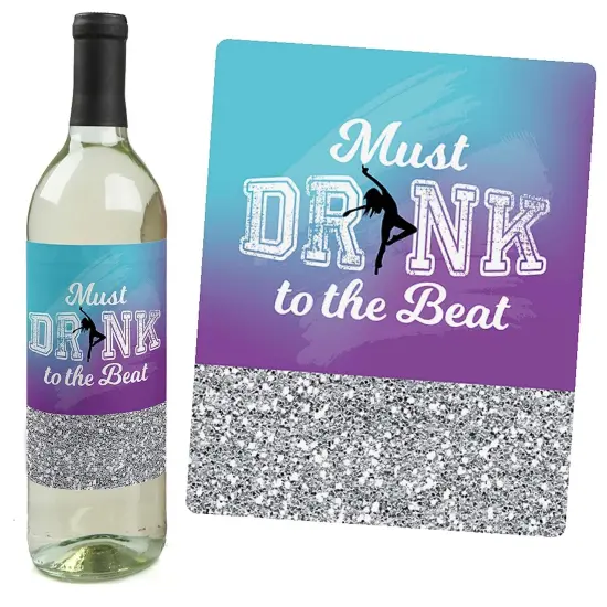 Big Dot of Happiness Must Dance to the Beat - Dance Decorations for Women and Men - Dance Party Wine Bottle Label Stickers - Set of 4 {3}