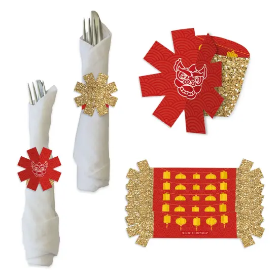 Big Dot of Happiness Lunar New Year - Paper Napkin Holder - Napkin Rings - Set of 24 {1}