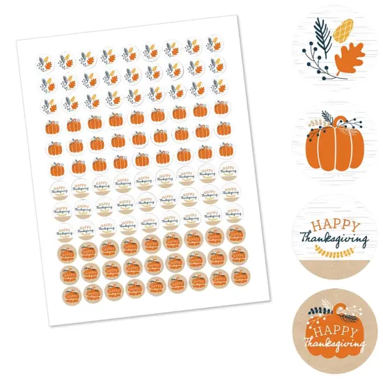 Big Dot of Happiness Happy Thanksgiving - Fall Harvest Party Round Candy Sticker Favors - Labels Fits Chocolate Candy (1 sheet of 108) {3}