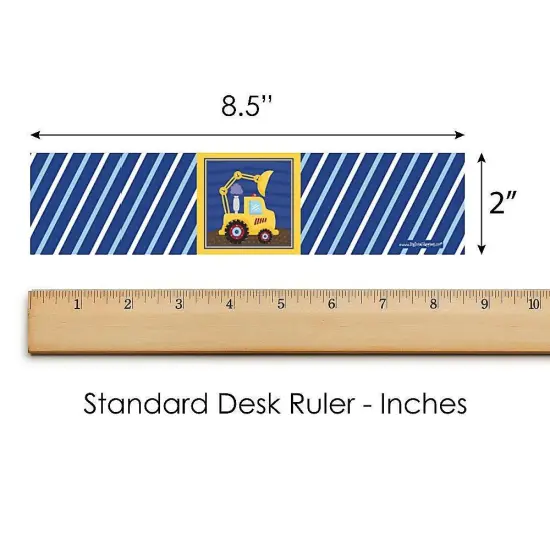 Big Dot of Happiness Construction Truck - Baby Shower or Birthday Party Water Bottle Sticker Labels - Set of 20 {6}