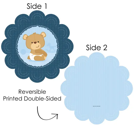 Big Dot of Happiness Baby Boy Teddy Bear - Baby Shower Round Table Decorations - Paper Chargers - Place Setting For 12 {4}