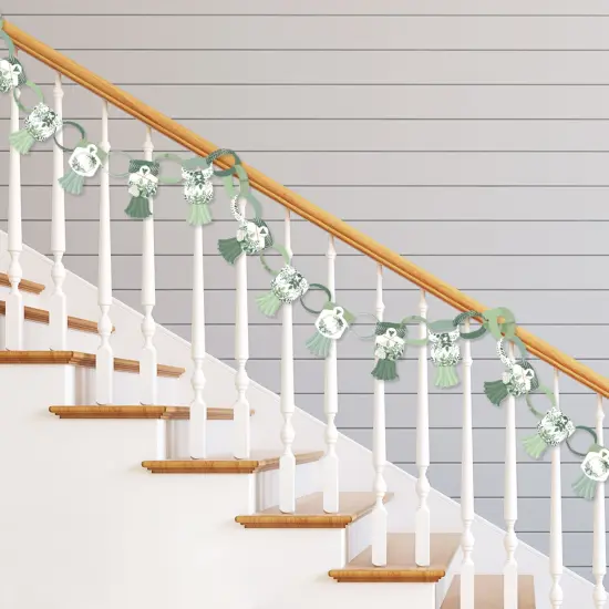 Big Dot of Happiness Boho Botanical - 90 Chain Links and 30 Paper Tassels Decoration Kit - Greenery Party Paper Chains Garland - 21 feet {3}
