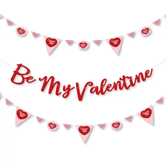 Big Dot of Happiness Conversation Hearts - Valentine's Day Party Letter Banner Decoration - 36 Banner Cutouts and Be My Valentine Banner Letters {1}