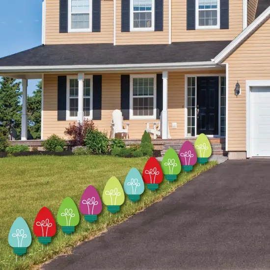 Big Dot of Happiness Christmas Light Bulbs - Lawn Decorations - Outdoor Holiday Party Yard Decorations - 10 Piece {4}