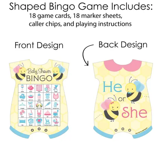 Big Dot of Happiness What Will it Bee - Picture Bingo Cards and Markers - Gender Reveal Shaped Bingo Game - Set of 18 {4}