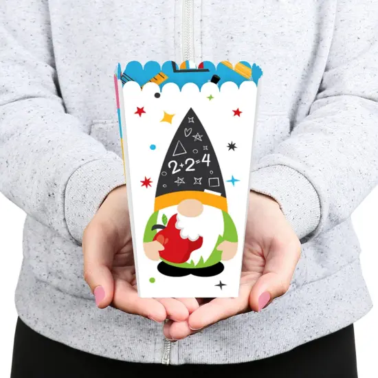 Big Dot of Happiness School Gnomes - Teacher and Classroom Decorations Favor Popcorn Treat Boxes - Set of 12 {6}