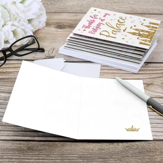 Big Dot of Happiness Little Princess Crown - Pink and Gold Princess Baby Shower or Birthday Party Thank You Cards (8 count) {6}