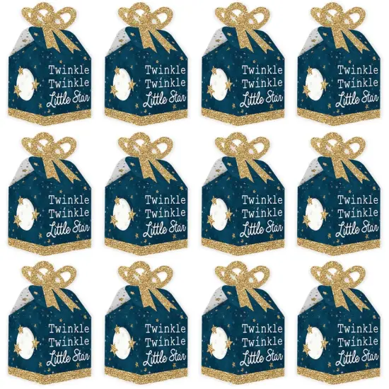 Big Dot of Happiness Twinkle Twinkle Little Star - Square Favor Gift Boxes - Baby Shower or Birthday Party Bow Boxes - Set of 12 {6}