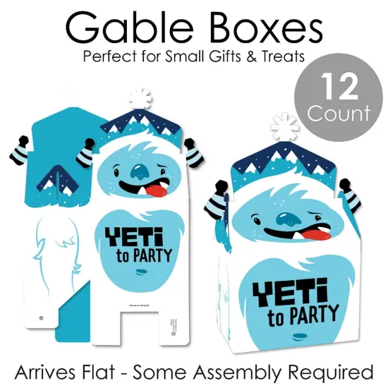Big Dot of Happiness Yeti to Party - Treat Box Party Favors - Abominable Snowman Party or Birthday Party Goodie Gable Boxes - Set of 12 {7}