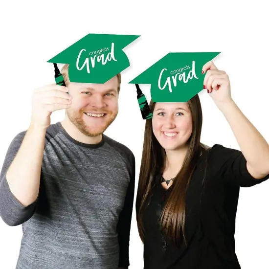 Big Dot of Happiness Green Graduation Hat Decorations - DIY Large Party Essentials - 20 Count {4}