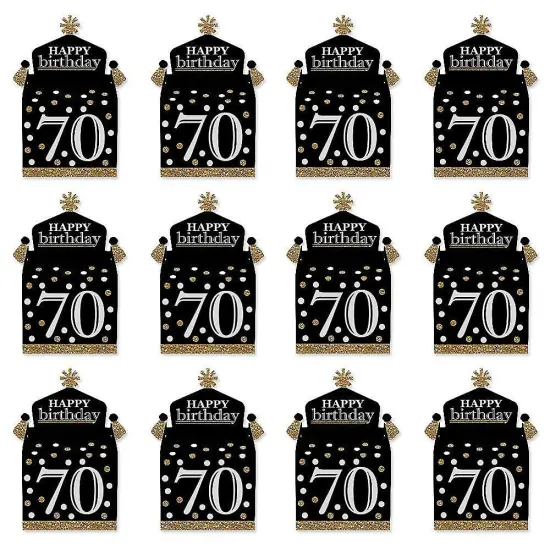 Big Dot of Happiness Adult 70th Birthday - Gold - Treat Box Party Favors - Birthday Party Goodie Gable Boxes - Set of 12 {6}