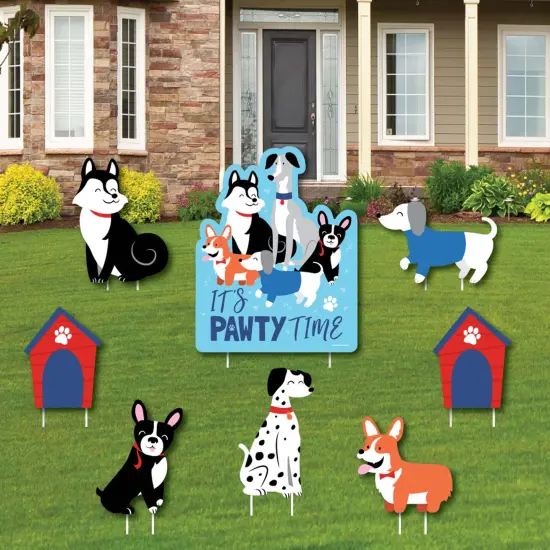 Big Dot of Happiness Pawty Like a Puppy - Yard Sign and Outdoor Lawn Decorations - Dog Baby Shower or Birthday Party Yard Signs - Set of 8 {1}