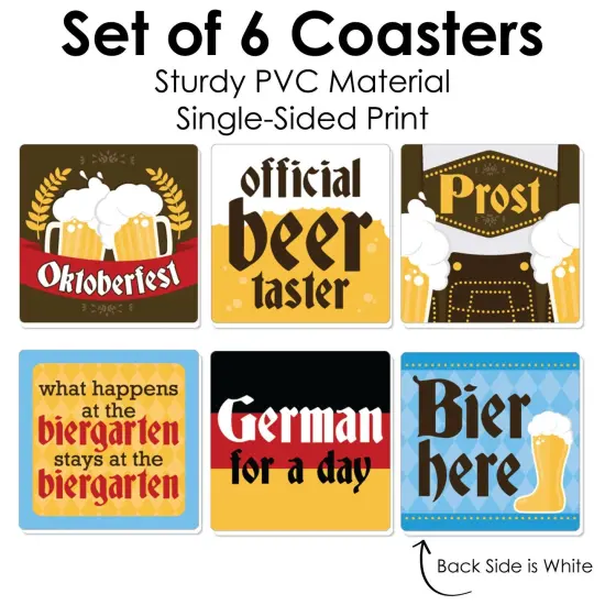Big Dot of Happiness Oktoberfest - Funny Beer Festival Decorations - Drink Coasters - Set of 6 {6}