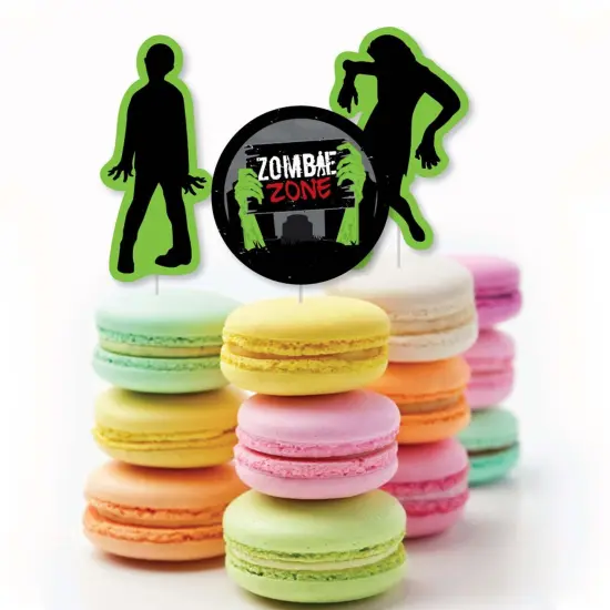 Big Dot of Happiness Zombie Zone - Dessert Cupcake Toppers - Zombie Crawl Clear Treat Picks - Set of 24 {6}