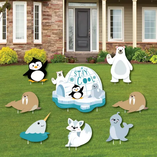 Big Dot of Happiness Arctic Polar Animals - Yard Sign and Outdoor Lawn Decorations - Winter Baby Shower or Birthday Party Yard Signs - Set of 8 {1}