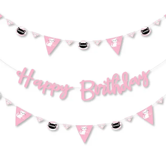 Big Dot of Happiness Purr-fect Kitty Cat - Kitten Meow Birthday Party Letter Banner Decoration - 36 Banner Cutouts and Happy Birthday Banner Letters {1}