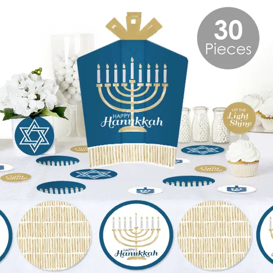 Big Dot of Happiness Happy Hanukkah - Chanukah Holiday Party Decor and Confetti - Terrific Table Centerpiece Kit - Set of 30 {3}