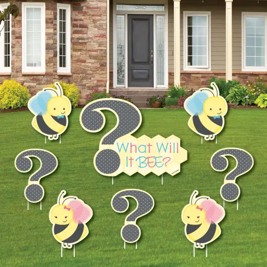 Big Dot of Happiness What Will It Bee - Yard Sign and Outdoor Lawn Decorations - Gender Reveal Yard Signs - Set of 8 {1}