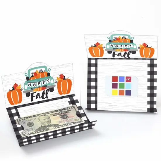 Big Dot of Happiness Happy Fall Truck - Harvest Pumpkin Party Money and Gift Card Holders - Set of 8 {3}