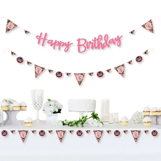 Big Dot of Happiness Pink Gone Hunting - Deer Hunting Girl Camo Birthday Party Letter Banner Decor - 36 Banner Cutouts & Happy Birthday Banner Letters {3}