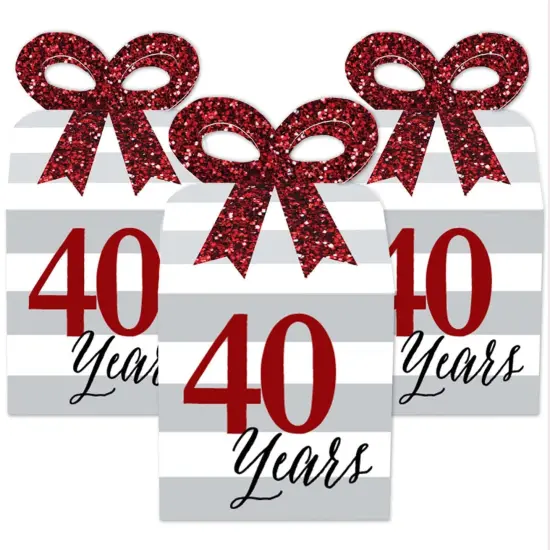 Big Dot of Happiness We Still Do - 40th Wedding Anniversary - Square Favor Gift Boxes - Anniversary Party Bow Boxes - Set of 12 {3}