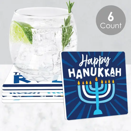 Big Dot of Happiness Hanukkah Menorah - Funny Chanukah Holiday Party Decorations - Drink Coasters - Set of 6 {3}