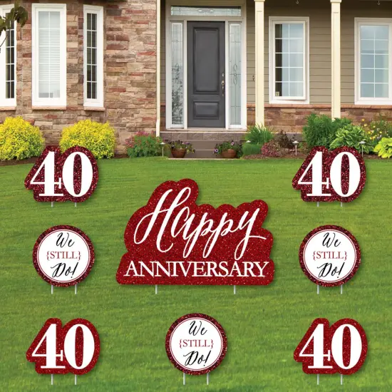 Big Dot of Happiness We Still Do - 40th Wedding Anniversary - Yard Sign & Outdoor Lawn Decorations - Anniversary Party Yard Signs - Set of 8 {1}