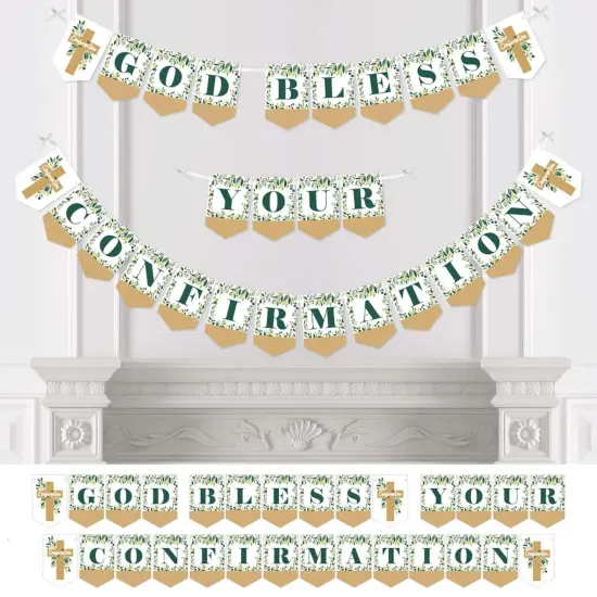 Big Dot of Happiness Confirmation Elegant Cross - Religious Party Bunting Banner - Party Decorations - God Bless Your Confirmation {1}