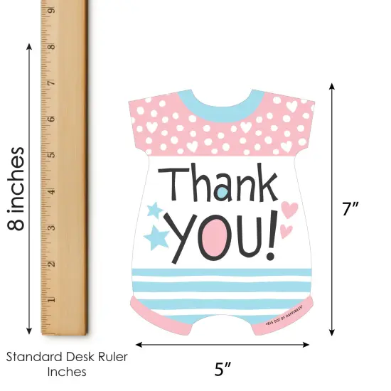 Big Dot of Happiness Baby Gender Reveal - Shaped Thank You Cards - Team Boy or Girl Party Thank You Note Cards with Envelopes - Set of 12 {7}