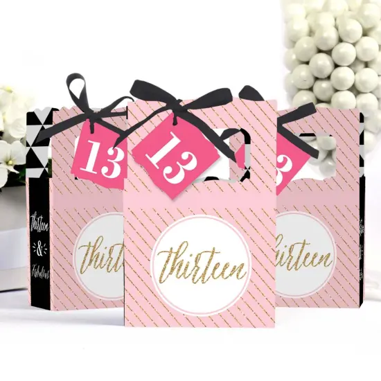 Big Dot of Happiness Chic 13th Birthday - Pink, Black and Gold - Birthday Party Favor Boxes - Set of 12 {4}