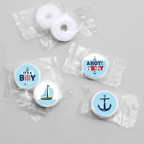 Big Dot of Happiness Ahoy It's a Boy - Nautical Baby Shower Round Candy Sticker Favors - Labels Fits Chocolate Candy (1 sheet of 108) {4}