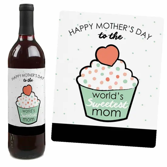 Big Dot of Happiness Best Mom Ever - Mother's Day Gift For Women - Wine Bottle Label Stickers - Set of 4 {5}
