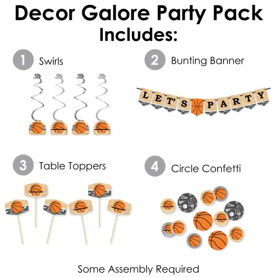 Big Dot of Happiness Nothin&rsquo; But Net - Basketball - Baby Shower or Birthday Party Supplies Decoration Kit - Decor Galore Party Pack - 51 Pieces {3}