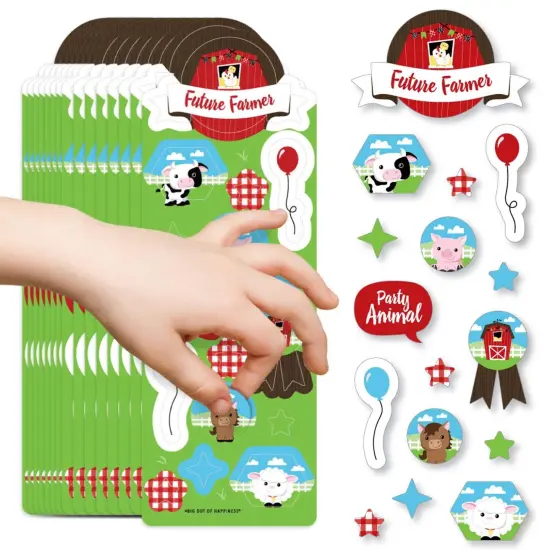 Big Dot of Happiness Farm Animals - Barnyard Birthday Party Favor Kids Stickers - 16 Sheets - 256 Stickers {1}