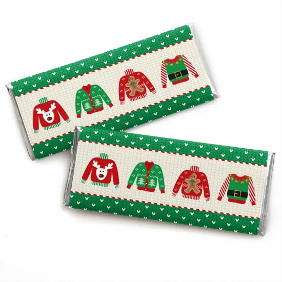 Big Dot of Happiness Ugly Sweater - Candy Bar Wrapper Holiday and Christmas Party Favors - Set of 24 {1}