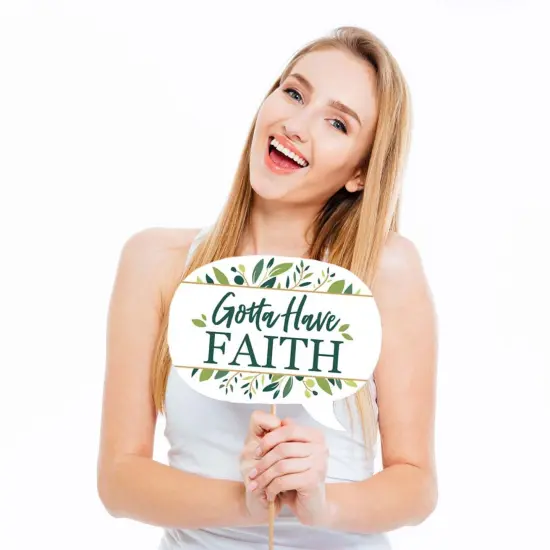 Big Dot of Happiness Funny Confirmation Elegant Cross - Religious Party Photo Booth Props Kit - 10 Piece {3}