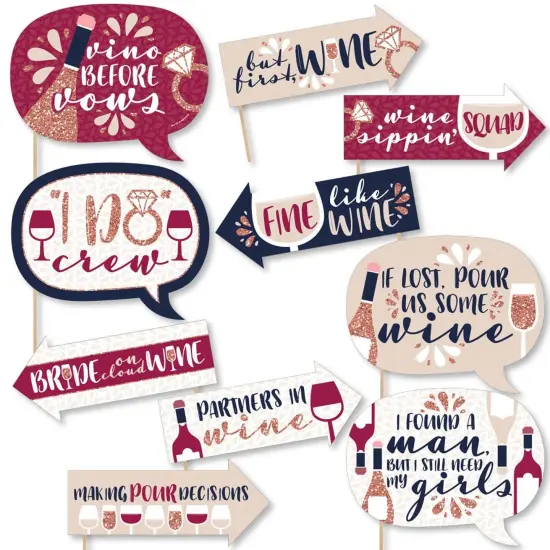 Big Dot of Happiness Funny Vino Before Vows - Winery Bridal Shower or Bachelorette Party Photo Booth Props Kit - 10 Piece {1}