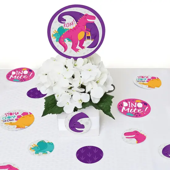Big Dot of Happiness Roar Dinosaur Girl - Dino Mite T-Rex Baby Shower or Birthday Party Giant Circle Confetti - Party D&eacute;cor - Large Confetti 27 Count {7}