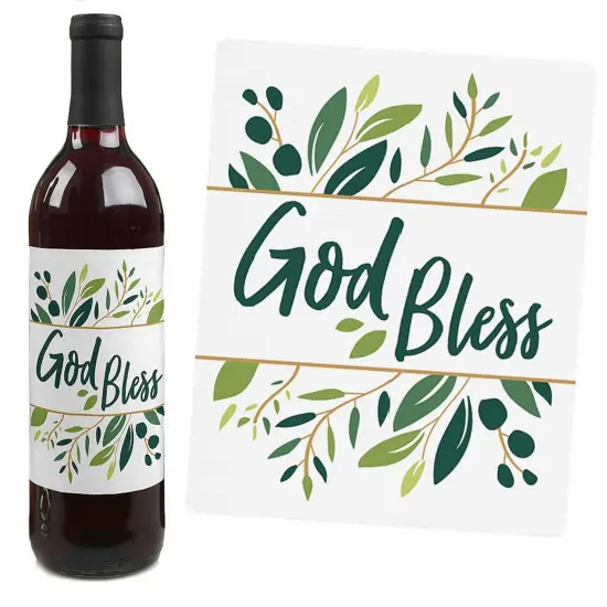 Big Dot of Happiness Elegant Cross - Religious Party Decorations for Women and Men - Wine Bottle Label Stickers - Set of 4 {7}