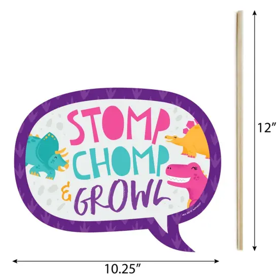 Big Dot of Happiness Funny Roar Dinosaur Girl - Dino Mite T-Rex Baby Shower or Birthday Party Photo Booth Props Kit - 10 Piece {6}