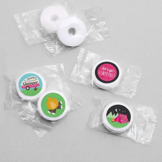 Big Dot of Happiness Let's Go Glamping - Camp Glamp Party or Birthday Party Round Candy Sticker Favors - Labels Fits Chocolate Candy (1 sheet of 108) {4}